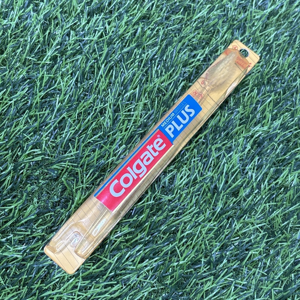 Vintage Colgate Plus Medium Toothbrush Clear Handle NOS Sealed Oral Care
